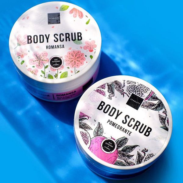 cara pakai dan manfaat body scrub scarlett pomegrante