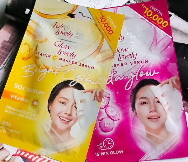 perbedaan fair and lovely pink dan kuning masker serum
